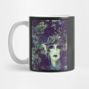 MUTED GREEN BLUE ART DECO FLAPPER COLLAGE Mug